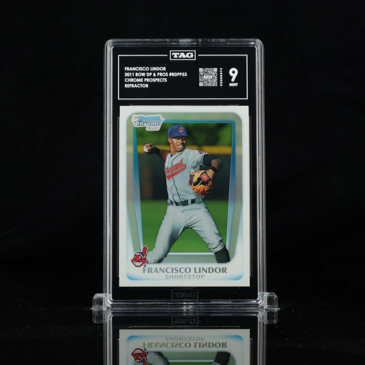 2011 Bowman Draft Prospects #BDPP53 Francisco Lindor — Chrome Refractor, front